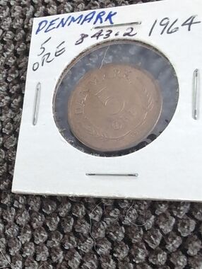 Denmark 5 Ore Coin (1964) - Copper Tone